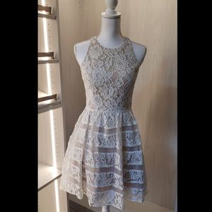 Aidan Ivory and Nude Lace Dress